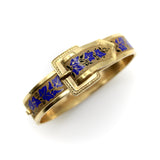 14K Gold Victorian Enameled Blue Ivy Buckle Bracelet Kirsten's Corner