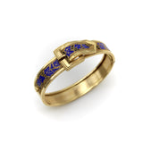 14K Gold Victorian Enameled Blue Ivy Buckle Bracelet Kirsten's Corner