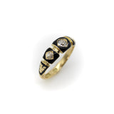 Victorian 18K Gold Enamel and Old Mine Cut Diamond Mourning Ring ring Kirsten's Corner