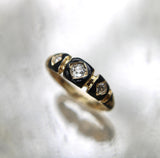 Victorian 18K Gold Enamel and Old Mine Cut Diamond Mourning Ring ring Kirsten's Corner