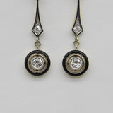 18K Gold Art Deco Diamond and Enamel Dangle Earrings Kirsten's Corner