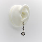 18K Gold Art Deco Diamond and Enamel Dangle Earrings Kirsten's Corner