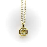 18K Gold Octagonal Yellow Diamond Pendant on a 14K Gold Chain Necklace Kirsten's Corner