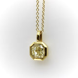 18K Gold Octagonal Yellow Diamond Pendant on a 14K Gold Chain Necklace Kirsten's Corner