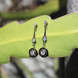 18K Gold Art Deco Diamond and Enamel Dangle Earrings Kirsten's Corner