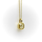 18K Gold Octagonal Yellow Diamond Pendant on a 14K Gold Chain Necklace Kirsten's Corner