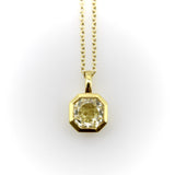 18K Gold Octagonal Yellow Diamond Pendant on a 14K Gold Chain Necklace Kirsten's Corner