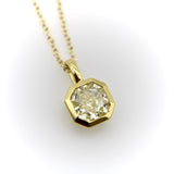 18K Gold Octagonal Yellow Diamond Pendant on a 14K Gold Chain Necklace Kirsten's Corner