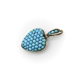 Victorian Sterling Silver Pave Turquoise Heart-Shape Locket Pendant Kirsten's Corner