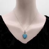 Victorian Sterling Silver Pave Turquoise Heart-Shape Locket Pendant Kirsten's Corner