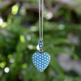 Victorian Sterling Silver Pave Turquoise Heart-Shape Locket Pendant Kirsten's Corner