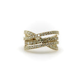 Contemporary 14K Gold Micro Pave Diamond Crossover Ring ring Kirsten's Corner