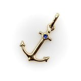 14K Gold Signature Anchor Charm with Sapphire Kirsten's Corner