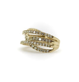 Contemporary 14K Gold Micro Pave Diamond Crossover Ring ring Kirsten's Corner