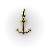 14K Gold Signature Anchor Charm with Sapphire Kirsten's Corner