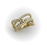 Contemporary 14K Gold Micro Pave Diamond Crossover Ring ring Kirsten's Corner