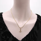 14K Gold Signature Anchor Charm with Sapphire Kirsten's Corner