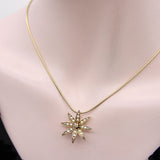 14K Gold Edwardian Diamond and Pearl Flower Pendant Kirsten's Corner