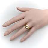 14K Gold Victorian Signet Ring with Arm Holding Sword Intaglio ring Kirsten's Corner