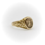 14K Gold Victorian Signet Ring with Arm Holding Sword Intaglio ring Kirsten's Corner