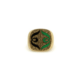 18K Gold Hand-Engraved Enamel Signet Ring with Symmetrical Design Ring Kirsten's Corner Jewelry
