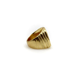 18K Gold Hand-Engraved Enamel Signet Ring with Symmetrical Design Ring Kirsten's Corner Jewelry