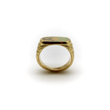 18K Gold Hand-Engraved Enamel Signet Ring with Symmetrical Design Ring Kirsten's Corner Jewelry