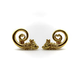Vintage Lalaounis 22K Gold Spiral Bull’s Head Earrings Ilias Lalaounis