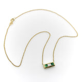 Signature 18K Gold Emerald and Diamond Bar Pendant Necklace Necklace Kirsten's Corner