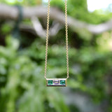 Signature 18K Gold Emerald and Diamond Bar Pendant Necklace Necklace Kirsten's Corner