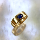 Vintage 18K Gold Tiffany & Co. Sapphire Cabochon Cigar Band Ring ring Kirsten's Corner