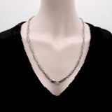 Brushed Sterling Silver Trombone Link Variation Chain with Dog Clip Chain Kirsten's Corner