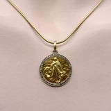 Edwardian French 18K Gold and Platinum Mother of God Pendant Kirsten's Corner