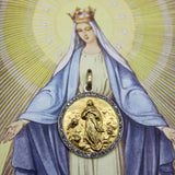 Edwardian French 18K Gold and Platinum Mother of God Pendant Kirsten's Corner