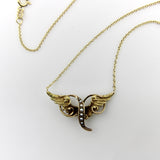 Victorian 14K Gold Angel Winged Necklace with Seed Pearls Kirsten's Corner