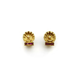 19.2K Gold Portuguese Shell Earrings with Pearls and Rubies Earrings Kirsten's Corner