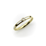 18K Gold Black and White Enameled Ring with Diamond Accent Kirsten's Corner