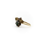 14K Gold Victorian Bee Ring with Ruby & Cats Eye Ring Kirsten's Corner Jewelry