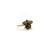 14K Gold Victorian Bee Ring with Ruby & Cats Eye Ring Kirsten's Corner Jewelry