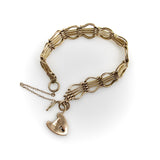Victorian 9K Gold Gate Bracelet with Padlock Heart Clasp Bracelet Kirsten's Corner