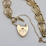Victorian 9K Gold Gate Bracelet with Padlock Heart Clasp Bracelet Kirsten's Corner