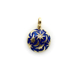 14K Gold Signature Galaxy Moon and Stars Pendant with Diamond and Enamel Kirsten's Corner