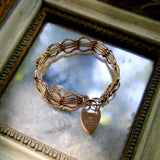 Victorian 9K Gold Gate Bracelet with Padlock Heart Clasp Bracelet Kirsten's Corner