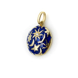 14K Gold Signature Galaxy Moon and Stars Pendant with Diamond and Enamel Kirsten's Corner