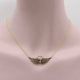 14K Gold Victorian Angel Wing Necklace with Diamond and Seed Pearls Necklace Kirsten's Corner
