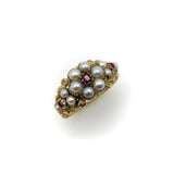 15K Gold Early Victorian Flower Ring with Pearl and Ruby Kirsten's Corner