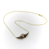 14K Gold Victorian Angel Wing Necklace with Diamond and Seed Pearls Necklace Kirsten's Corner