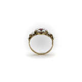 15K Gold Early Victorian Flower Ring with Pearl and Ruby Kirsten's Corner