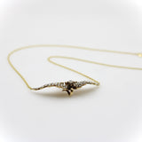 14K Gold Victorian Angel Wing Necklace with Diamond and Seed Pearls Necklace Kirsten's Corner