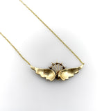 14K Gold Victorian Angel Wing Necklace with Diamond and Seed Pearls Necklace Kirsten's Corner
